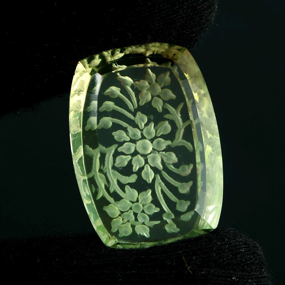 Beautifull Natural Green Amethyst Flat Faceted Carving for Jewlery making CA17 - Image 3 of 3