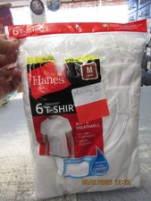 4 Hanes White Men's Short Sleeve Size Medium Cotton Crew Neck T-Shirts