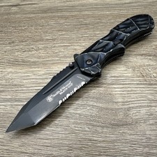 UPC 787721807452 product image for Smith & Wesson Black Ops Linerlock A/O Knife SWBLOP3TBLS Blue and black handles. | upcitemdb.com
