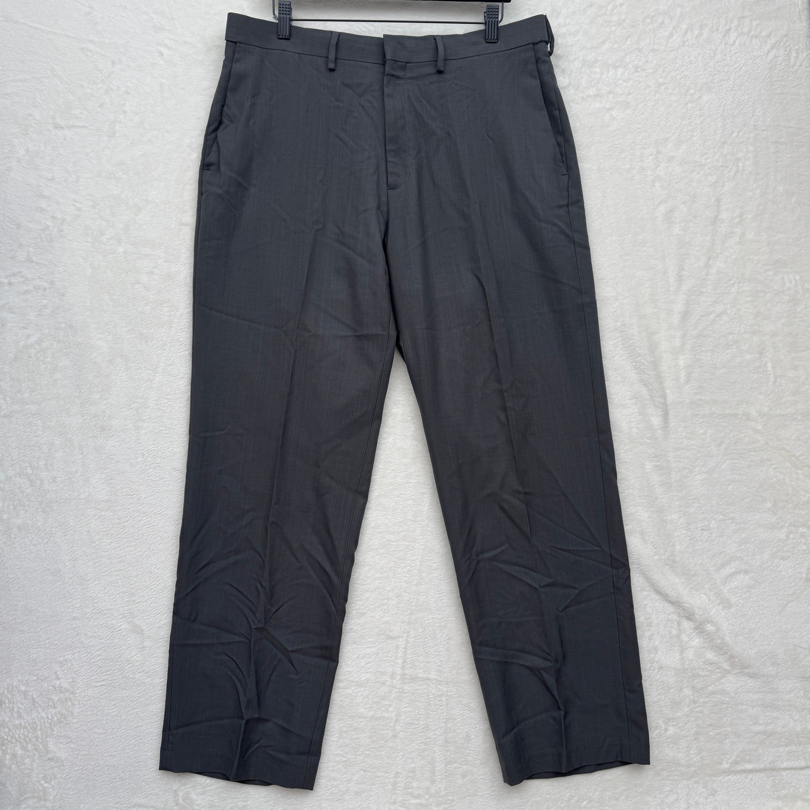 Haggar Dress Pants Mens 36x30 Charcoal Gray Classic Fit Premium Stretch Flat