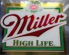 Vintage Miller High Life Bar Mirror Beer Sign Wood Frame 20” X  15”