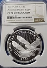 A 2021 Cook Is. American Double Eagle S$2 NGC PF70 Ultra Cameo 1/2oz .999 Silver