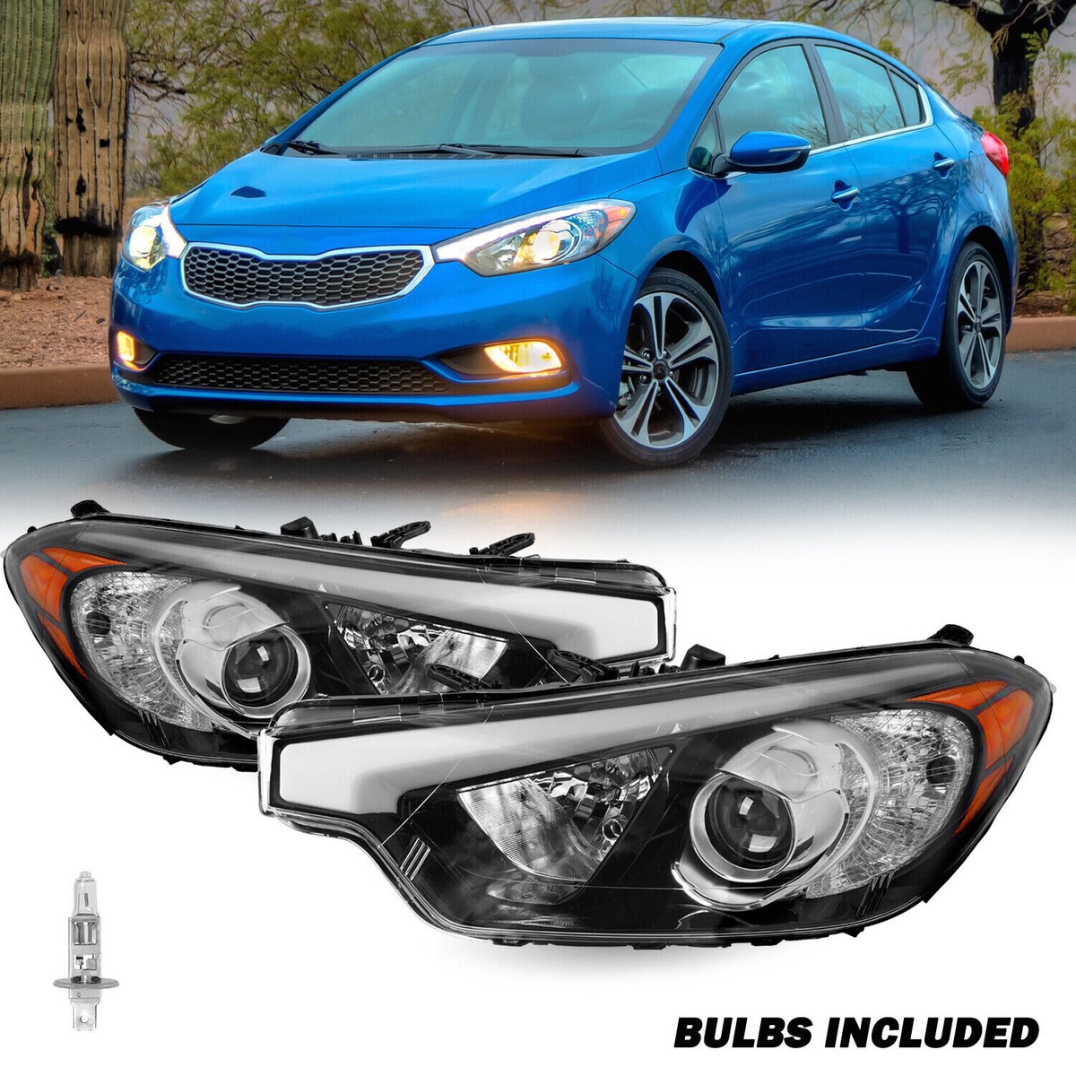 Headlights Assembly for 2014 2015 2016 Kia Forte Koup L+R