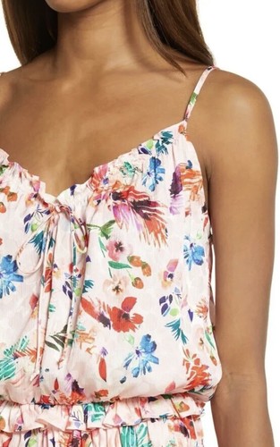 NSR Napean Sea Rd • Floral Adjustable Strap V-Neck Synched Waist Dress - Picture 2 of 10