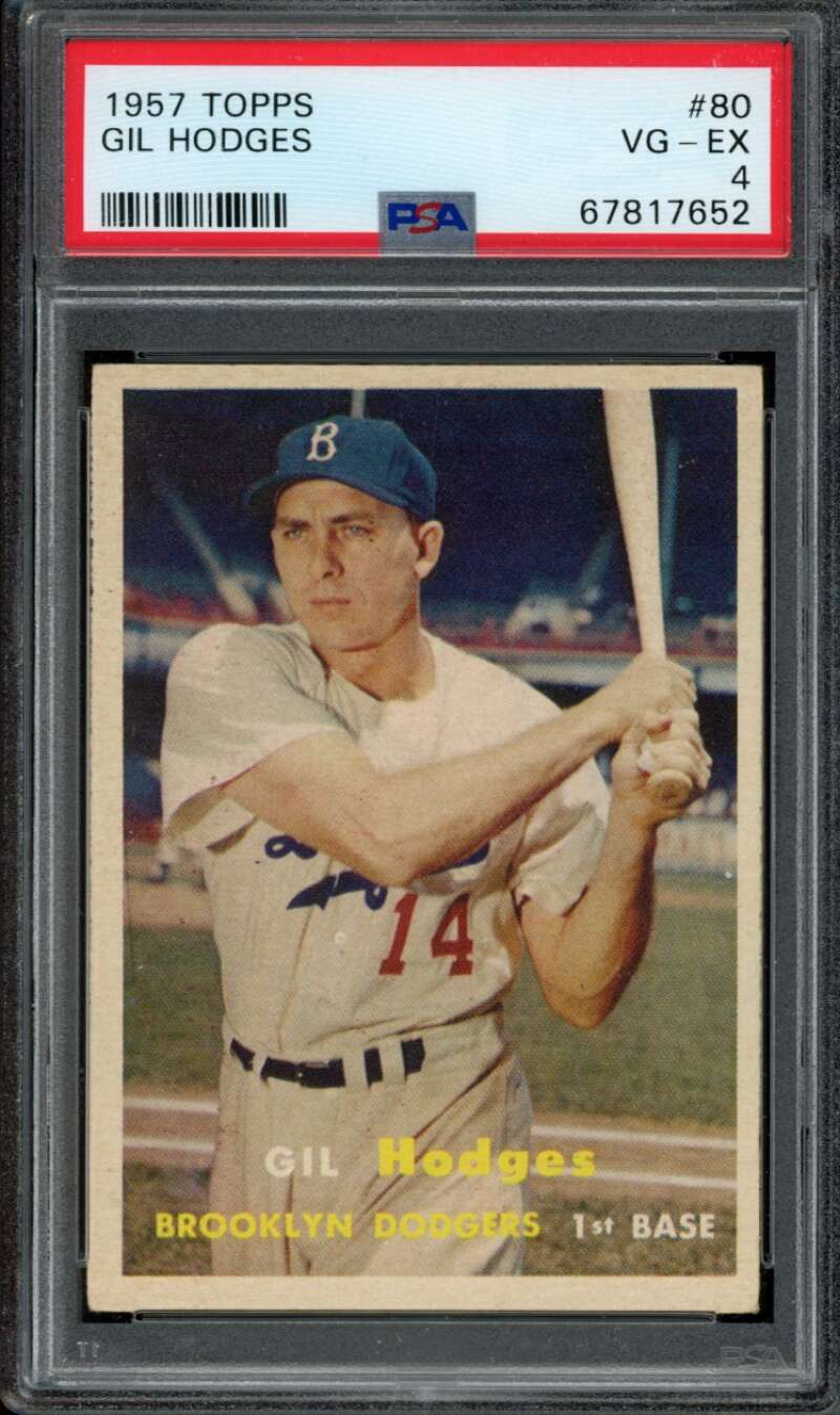 1957 Topps #80 Gil Hodges PSA 4 Dodgers  (7652)