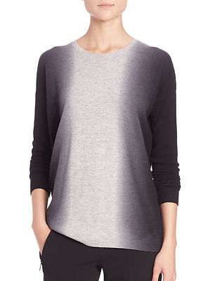 W399 NWT VINCE VERTICAL CREWNECK DIP DYE WOMEN SWEATER SIZE L $365