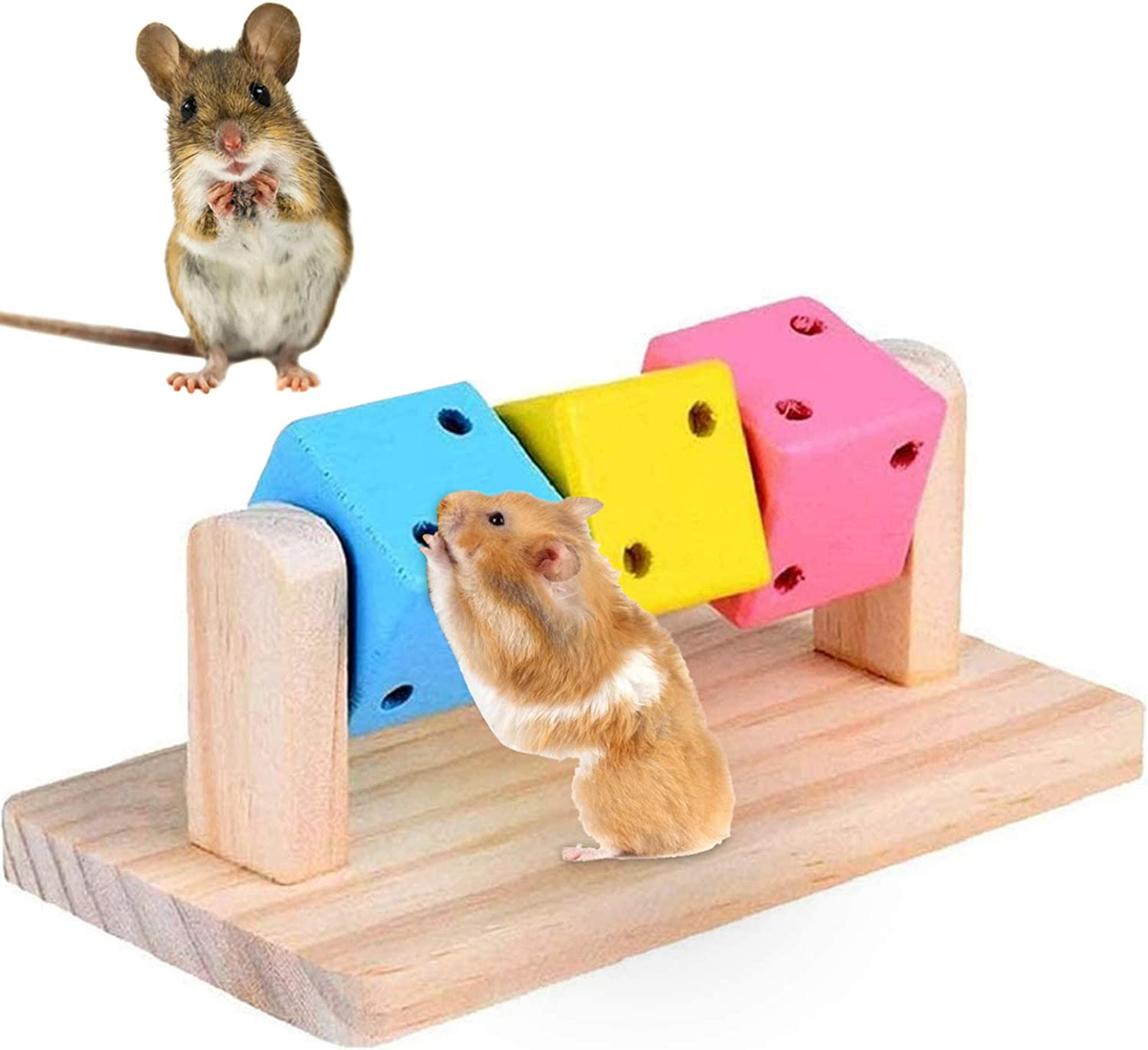 ZALALOVA 17-Piece Hamster Chew Toys Set With Wooden Hideout House, Food Bowl & Activity Toys For Small Pets