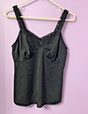 Women  s Shadowline Size 36 Short Slip Nightgown Black Lingerie Made in Mexico
