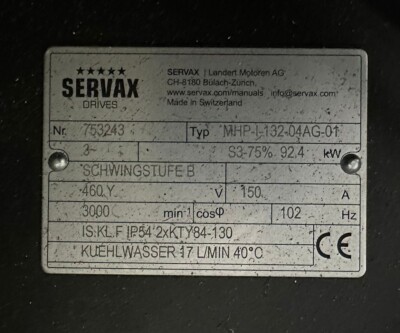 SERVAX  Typ MHP-I-132-04AG-01  / 92,4 kW Liquid Cooled