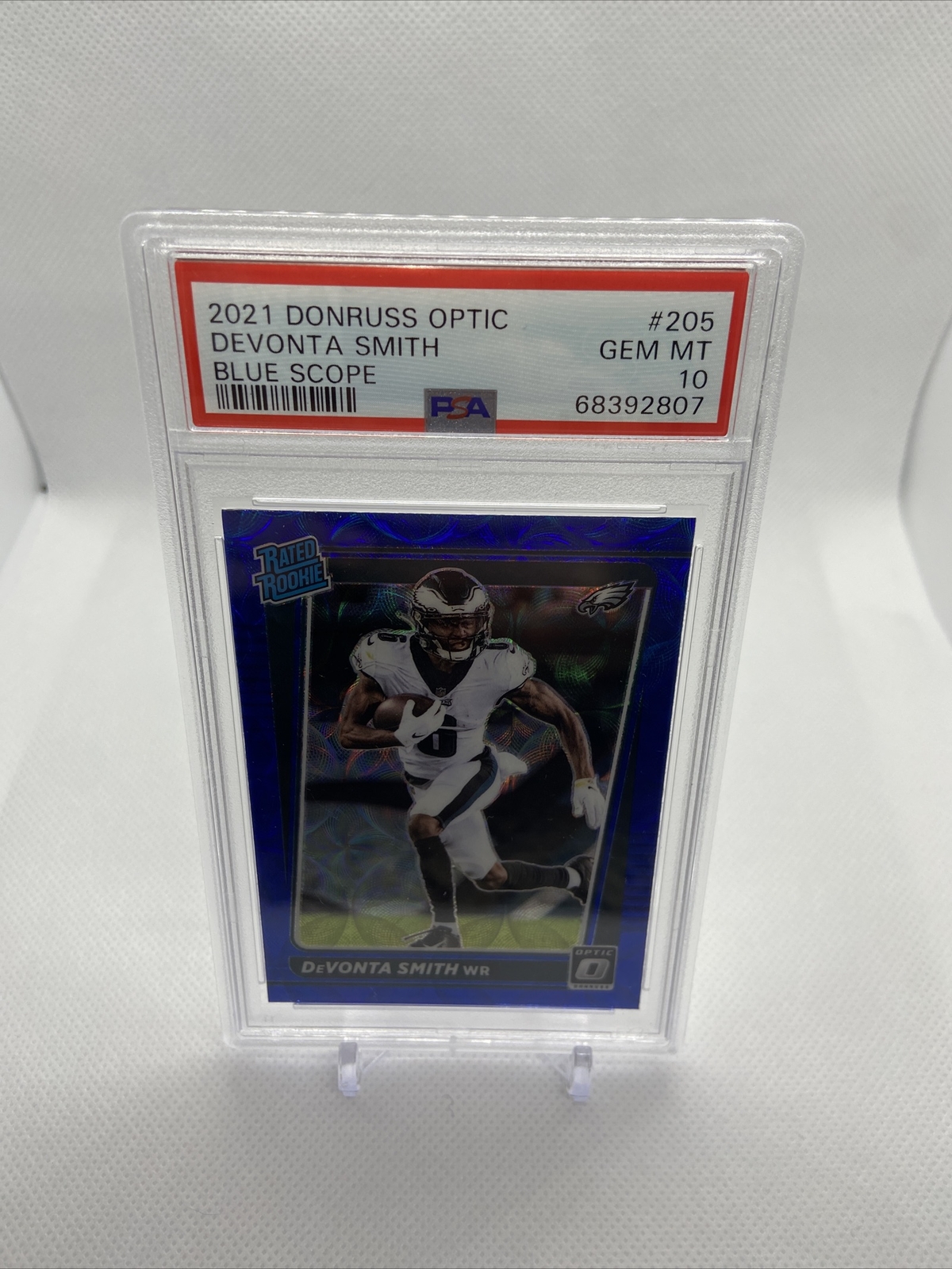 2021 Donruss Optic DeVonta Smith Rated Rookie Blue Scope RC #205 PSA 10