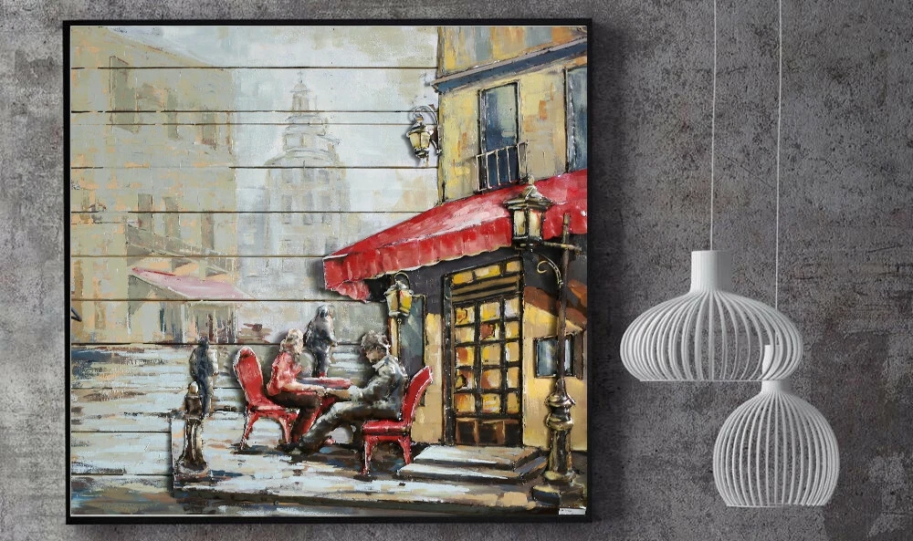 3D picture wall Artwork Restaurant Decoration Art & Craft wall Metal  Streetscape | eBay