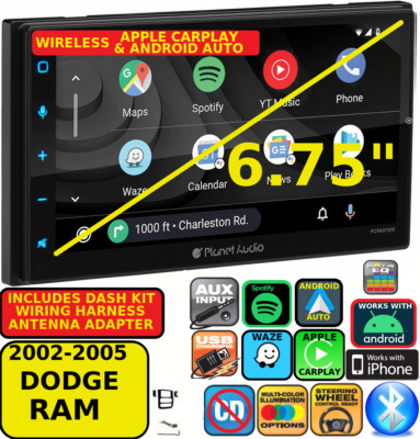 02-05 RAM WIRELESS ANDROID AUTO APPLE CARPLAY NAVIGATION BLUETOOTH CAR STEREO