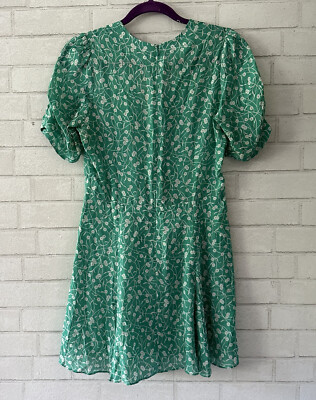 Ralisation Par Dress Silk Mini Dress Green Floral Short Sleeve Ruffled  Medium | eBay