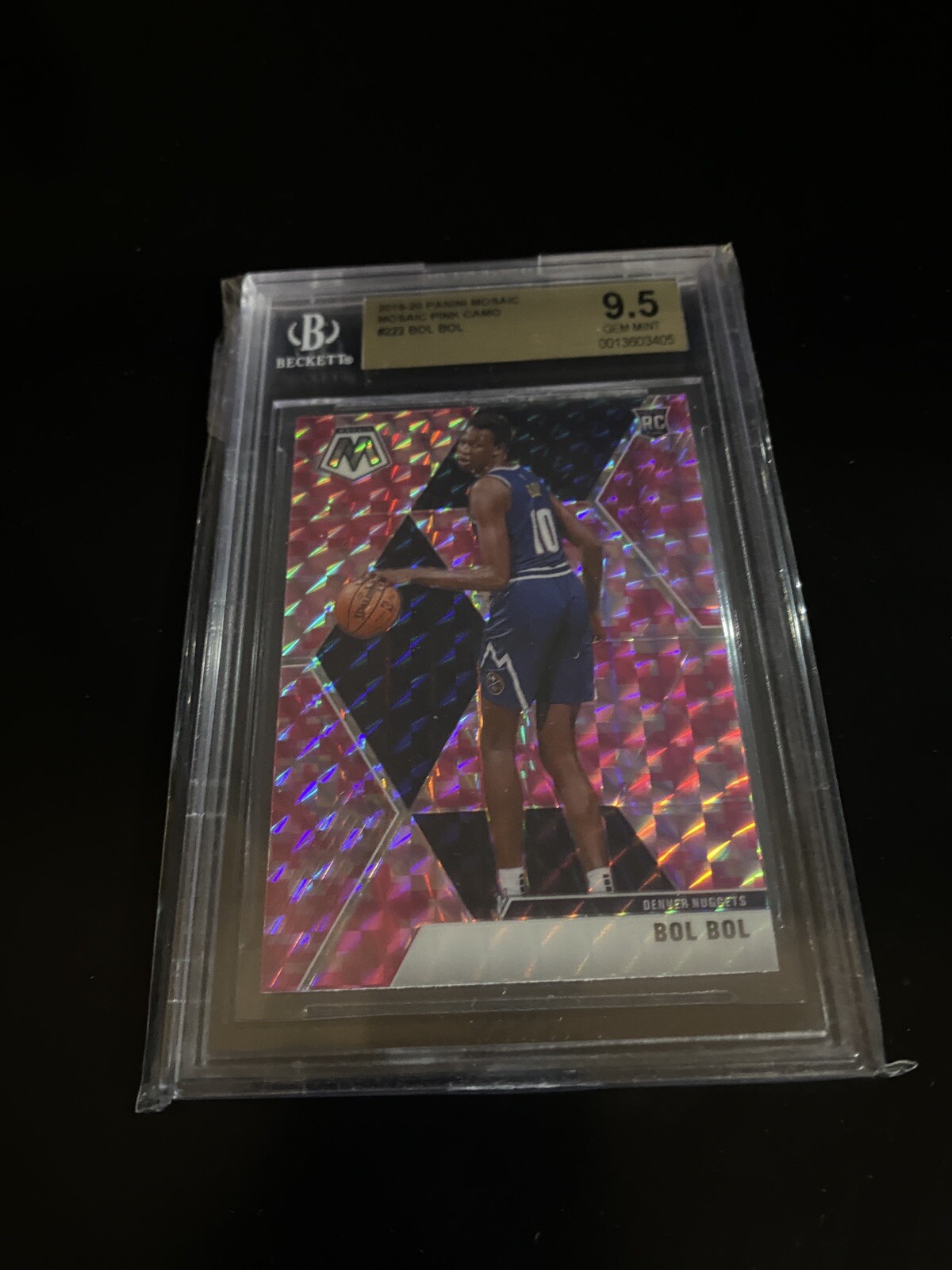 Bol Bol 2019-20 Panini Mosaic Pink Camo Prizm BGS 9.5 RC Nuggets 222