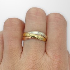 Gold Ring 9carat Multi Tone Tri Colour Rolling Twist UK Size O1/2 UK Hallmarked