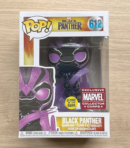 Funko Pop Marvel Pantera Negra Púrpura GITD MCC #612 + Protector Gratis