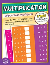 NEW 10pg Wipe-Clean Multiplication Reusable Workbook - Elementary School Math