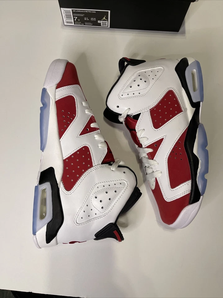 NUEVO Nike Air Jordan 6 Carmine 2021 384665-106 Niño Talla 7Y Mujer 8.5 Grado B Foto 3 de 4
