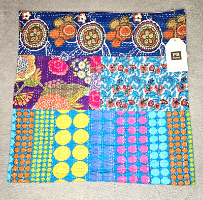 NWT Pottery Barn PB Dorm Quilted Euro Sham Handmade Kantha Patchwork Boho - 2012