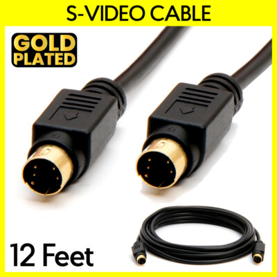 S Video Cable 12 Feet 4 PIN SVHS VCR Camcorder Cord SVideo Male to Male ...