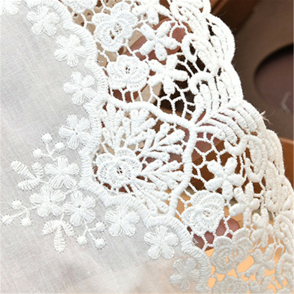 1Y Flower Lace Trim Embroidered Ribbon Wedding Dress Sewing Handmade Decor DIY E