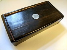 Hand Crafted Rosewood Box Attached Lid Made in Philippines 1999 Piso Embedded
