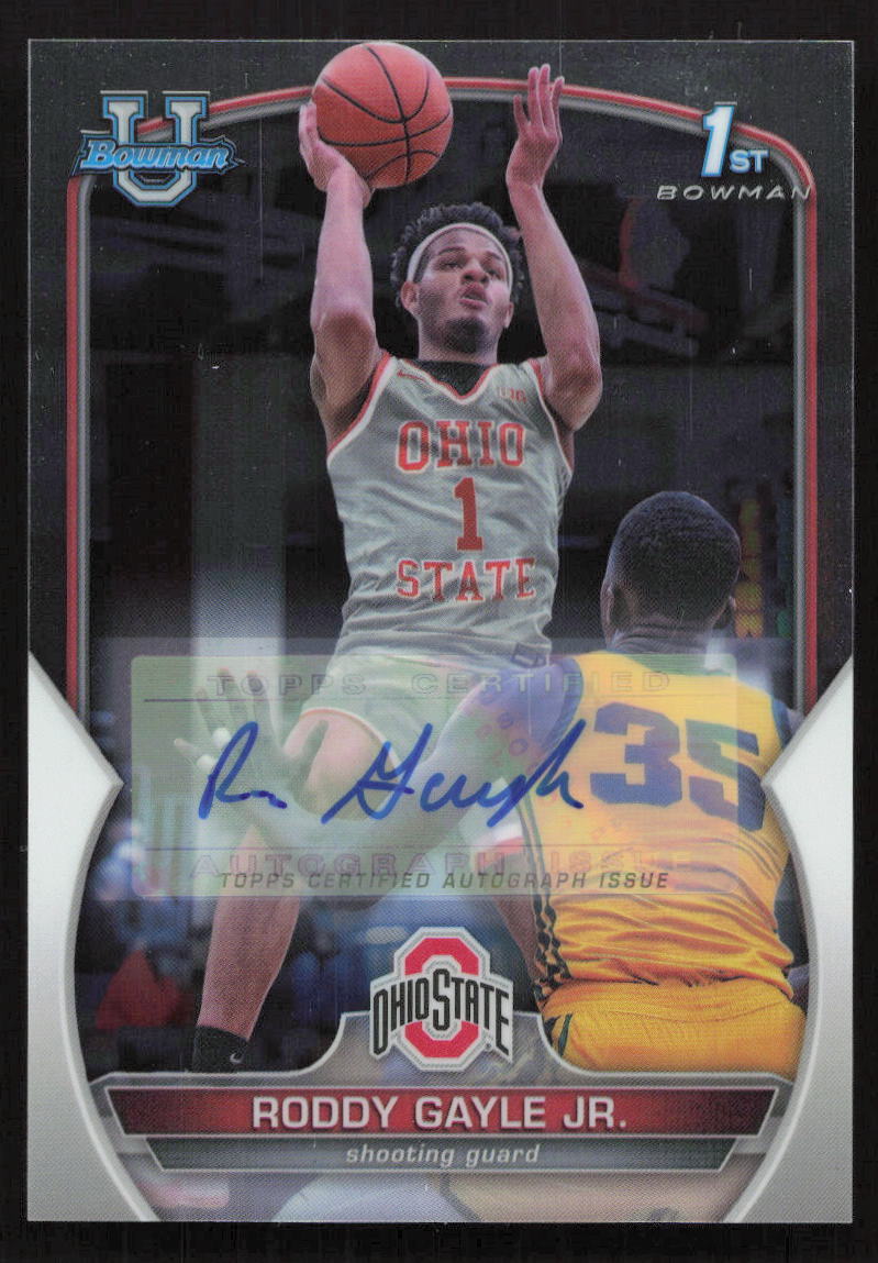 2022-23 Bowman University Chrome Roddy Gayle Jr. Auto Chrome Autograph #8