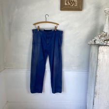 Vintage French work chore pants blue farmers 1920s trousers 40 inch waist