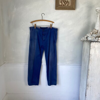 Vintage French work chore pants blue farmers 1920s trousers 40