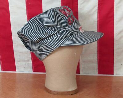 Vintage 50s J&H Railroad Engineers Cap Work Hat Big Mac Hickory