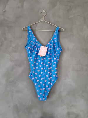 **CRAS** Blue Heart-Print Swimsuit Size 34