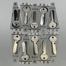 Lot of 10 Hillman Nickel Plated 21 Automotive Key Blank Brass Cassette B (Ford)