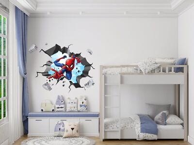 Stickers Muraux Spiderman Effet 3D - Autocollants Pour Chambre Enfant - WC398