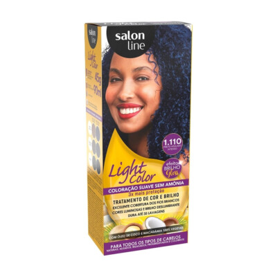 Salon Line - Light Color - Coloracao Suave 1.110 Preto Azulado Intenso 135Gr