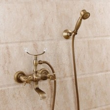 Bathroom Antique Brass Wall Mount ClawFoot Tub Faucet With Hand Shower Ztf352