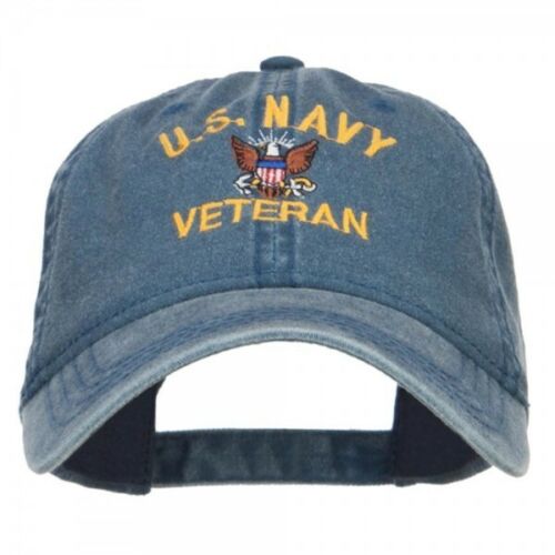 Vétéran de la marine américaine - casquette de baseball/chapeau de papa - lavé (délavé) couleur marine - Photo 1/4
