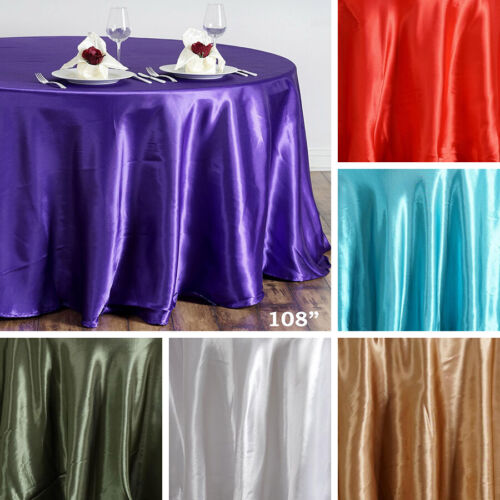 20 pcs Wholesale Lot 108" ROUND Satin TABLECLOTHS Wedding Party Reception Linens - Picture 1 of 196