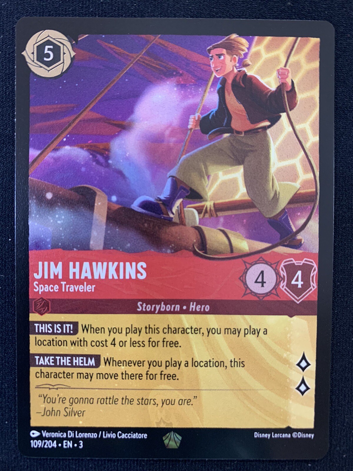 Jim Hawkins Space Traveler 109/204 Into The Inklands Foil Legendary Lorcana NM