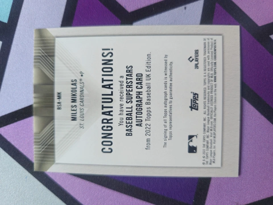 2022 Topps UK Edition Baseball Miles Mikolas Auto - Image 2 of 2