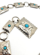 Square Concho Southwestern Narrow Belt Faux Acrylic Cabochon 31" adjustable