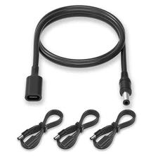 USB-C to 5.5x2.1mm Barrel Jack Power Cable for Chargers/Printers, 100cm, 3 Pack