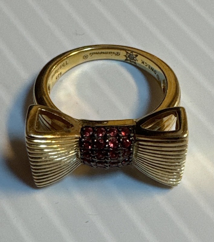 STEPHEN DWECK Diamonds Vanessa Red Sapphire Bow Ring 14K Gold Clad Sterling 925
