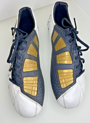 Nike Fussballschuhe T90 Laser III, Weiss/Dunkel-Obsidian/Metallic-Gold, wie neu!