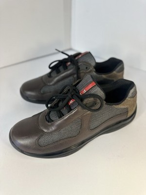 Prada American Cup Sneakers Leather Brown/Gray  ( SIZE MENS US 8.5 )