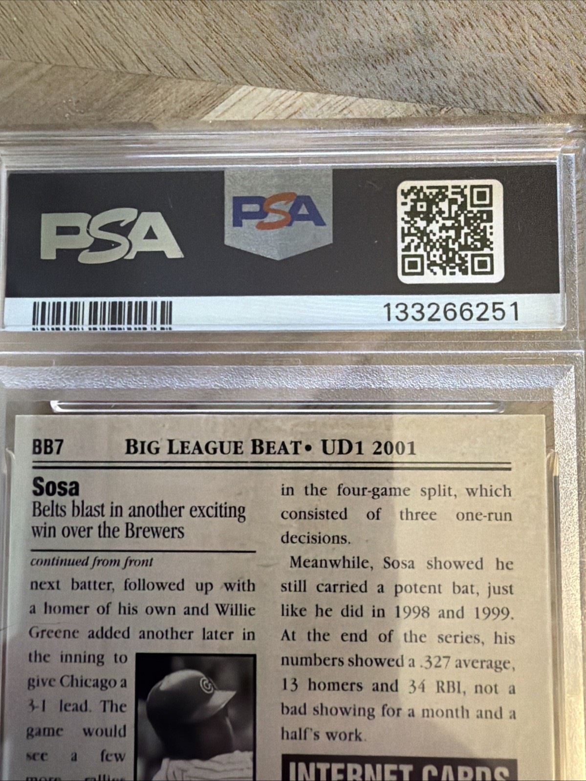 POP 4! SAMMY SOSA PSA 10 2001 UPPER DECK #BB7 BIG LEAGUE BEAT CUBS 1344 PSA 10 view 6
