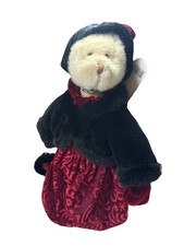 Vntg Russ  Marisa  Teddy Bear Black Coat Red Hat  Trim Purse 30's Style 12" NWT