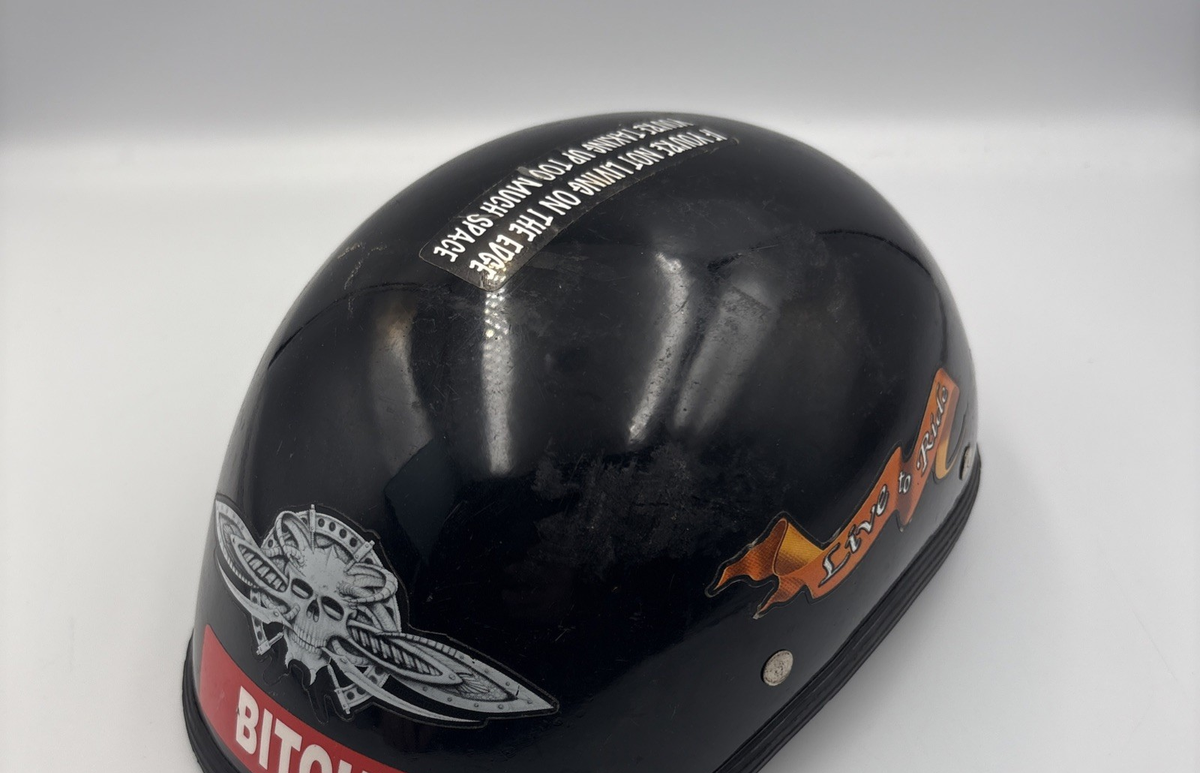 Vintage 90s Shorty Motorcycle Helmet Novelty Black Medium Harley