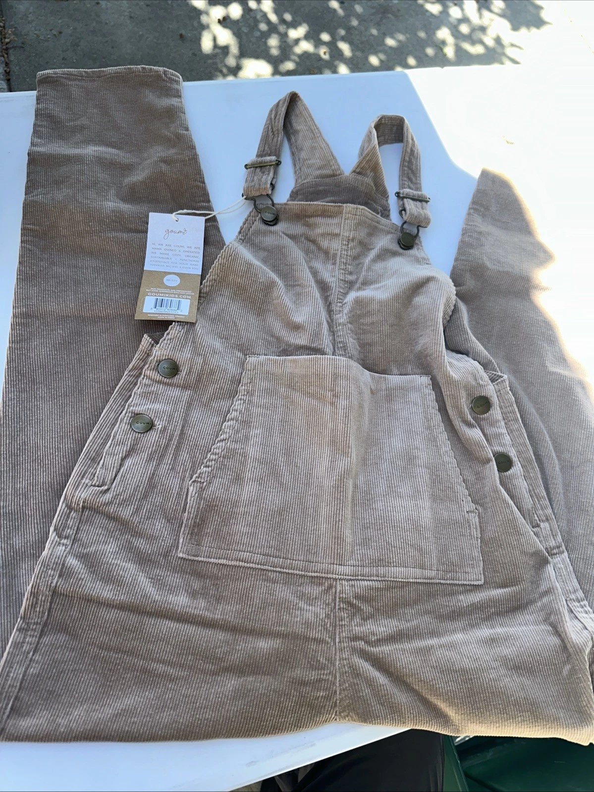 Goumi Kids Youth Button Front Jumper Overalls Tan Size 8-9 Youth NWT