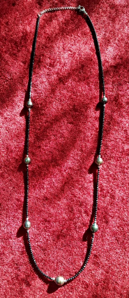 PERLEA Collier 7 Tahitizuchtperlen schwarzer Spinell, ca. 77 + 6 cm - Bild 2 von 4