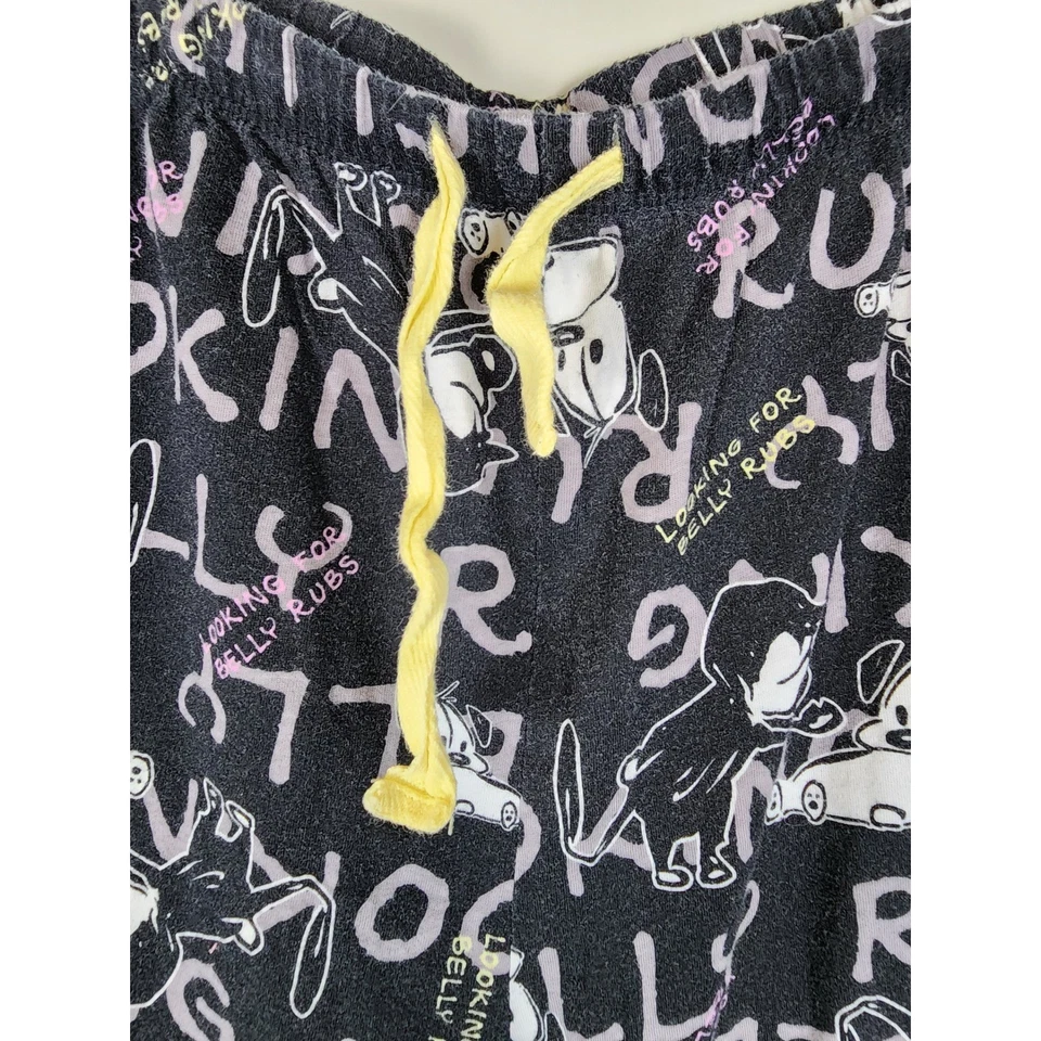 Mutts Organics Cotton Graphic Print Pajama Pants Black & White - Image 3 of 4